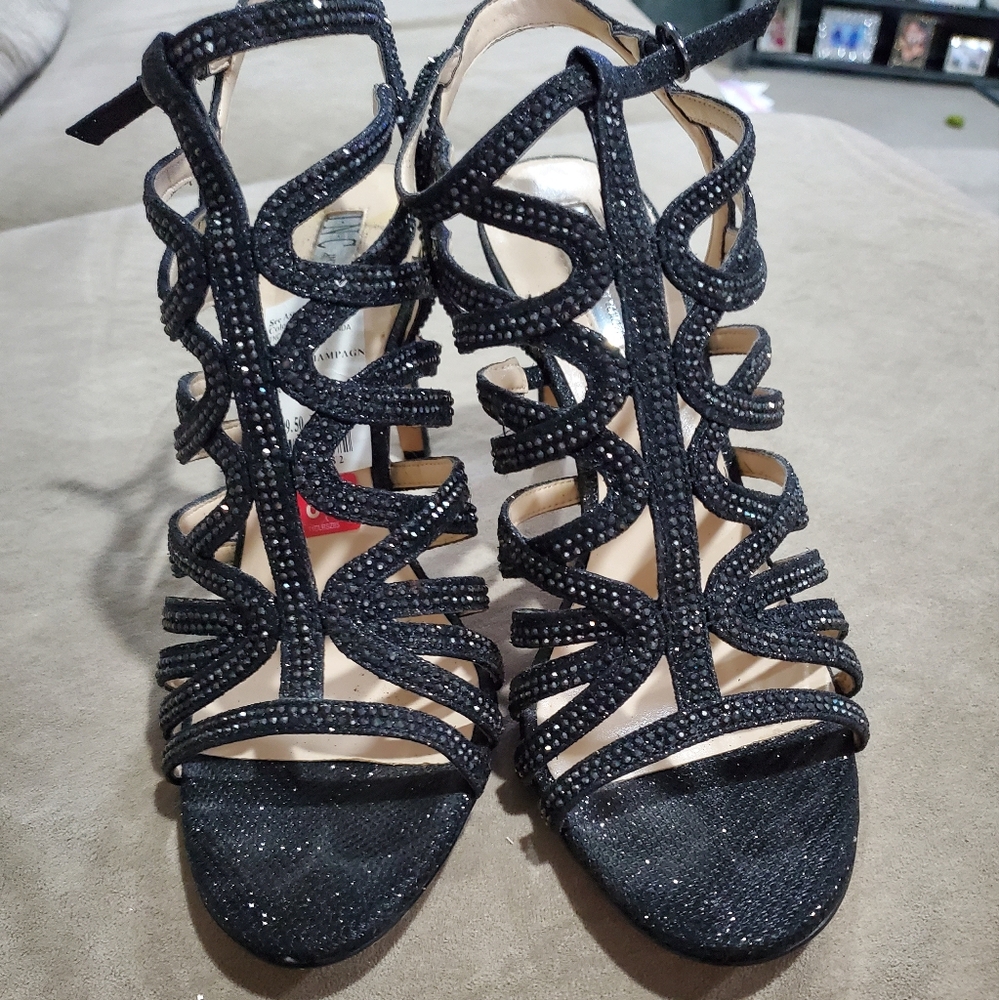 Elegant Black Strappy INC  Heels